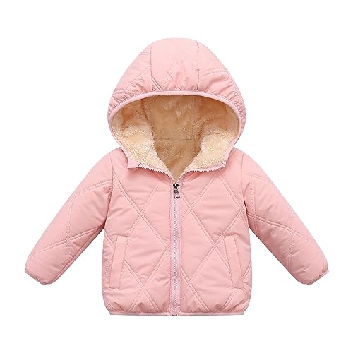 Baby Mädchen Steppjacke Regular Fit Unifarben PolyesterHerbst Winter Fleece Jacke Mit Kapuze Reißverschluss Kapuzenmantel Umhangjacke Dicke Warme Kleidung Wintermäntel1 bis 7 J (Red, 4-5 Years) von Generic