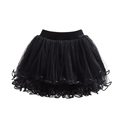 Baby Mädchen Tütü Rock Prinzessin Tüllrock Minirock Spitzen Kinder Rock Elastischer Mesh Rock Kurzer Pengpeng Rock Fotoprops Reifrock Ballettrock für Fotografie Geburtstag Party (Black, 2-3 Years) von Generic