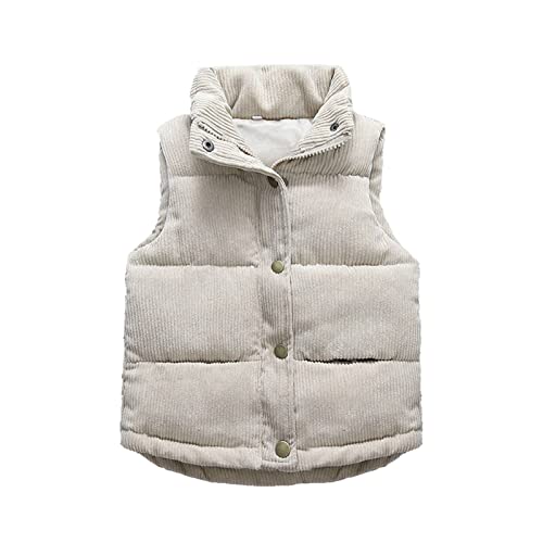 Baby Mädchen Winterweste Kleinkind Jungen Mädchen Weste Fleece Fuzzy Ärmelloser Mantel Oberbekleidung Taschen (Beige, 12-18 Months) von Generic