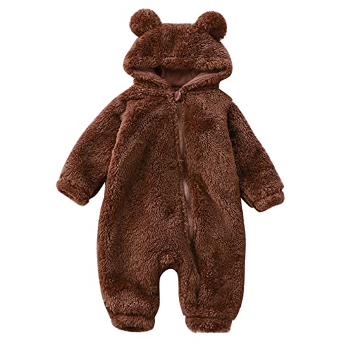 Baby Overall Winter - Winter Strampler Fleece Overall mit Fuß Bär Strampler Outfit Anzug Plüsch Jumpsuit & Overall Niedlicher Winter Dicker Warmer Romper Fleecejacke Kinder für 0-12 Monate von Generic