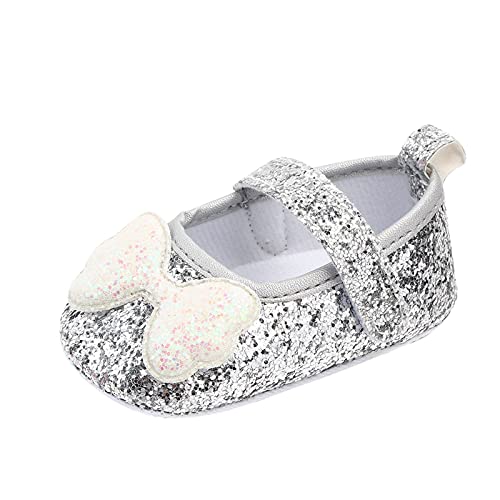 Baby Sandalen Mädchen weiche Prinzessin Prewalker Baby Schuhe Schuhe Flach Damen (Silver, 19 Toddler) von Generic