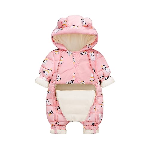 Baby-Schneeanzug für Jungen und Mädchen, universeller Winter-Thermo-Overall, Overall mit Reißverschluss und Knopf Regenmäntel für Mädchen (Pink, 0-3 Months) von Generic