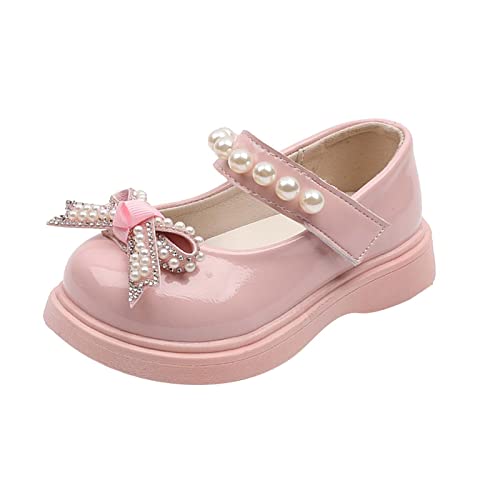 Baby Schuhe Mädchen Sandalen Kinderschuhe Perle Fliege Hook Loop Prinzessin Schuhe Tanzschuhe Sandalen 24 (Pink, 23.5 Toddler) von Generic