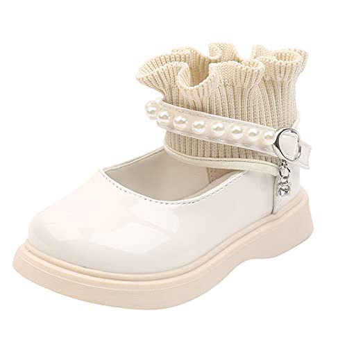 Baby Sneaker Mädchen 20 Baby Tanzstiefel Woolen Kleinkind Kinder Prinzessin Elastic Perle Babyschuhe Damen Glitzer Schuhe (Beige, 23.5 Toddler) von Generic