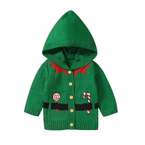 Baby Strickpullover - Warm Rundhals Weihnachtspulli Kleinkinder Crewneck Winter Freizeit Thermoshirt Weich Rundhals Bekleidung Santa Claus Print Weihnachtspullover Baby Geschenk von Generic