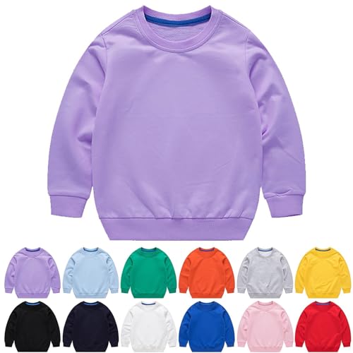 Baby Sweatshirt Langarm Pullover ohne Kapuze Kinder Mädchen Junge Pulli Einfarbig Sweatjacke Rundhals Kawaii Oberteile Warme Sweater Hoodie (Red, 12-18 Months) von Generic