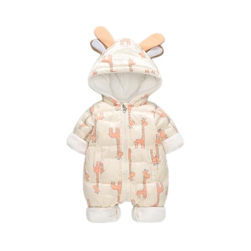 Baby Trainingsanzug Mädchen Winter Warme Anzug Verdickt Neugeborenen Baby Kleidung Winter Giraffe Strampler Nicki Langarm (White, 0-3 Months) von Generic