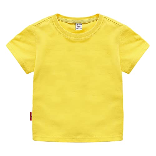 Baby Unisex Sommer Babyshirt Modernes Baumwoll T-Shirt mit Rundhals und kurzen Ärmeln lässig bequem und in einem Piece of Cake Farbe passend für Mädchen (Yellow, 9-12 Months) von Generic