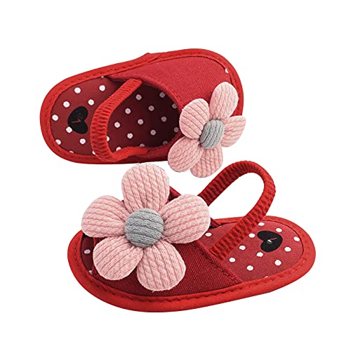 Babyschuhe 23 -Schuhe Baby Sandalen Blumensohle Freizeit Kinderbaby-Sonne weiche Baby-Schuhe Lauflernschuhe Hausschuhe (Red, 9-12 Months) von Generic