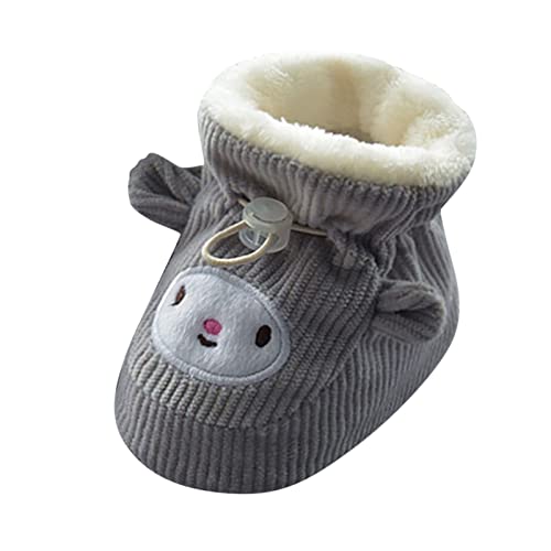 Babyschuhe Kinderwagen Baumwollschuhe Plus Samt Dicke Warme Weiche Sohlen Niedliche Schuhe Schneeanzug 90 Junge (Grey, 22 Toddler) von Generic