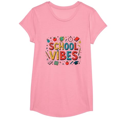 Back to School Vibes: Academic Fun Education Graphics T-Shirt, Girls, Rosa, Mittel von Generic