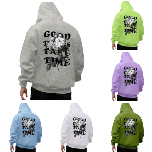 Backprint Hoodies für Herren 2023 Herbst Kapuzenpullover Oversized Baggy Sweatshirt Leichte Sportlich Pullover y2k Vintage Streetwear Hoody Pulli Tops Oberteile Winter Langarmshirt von Generic