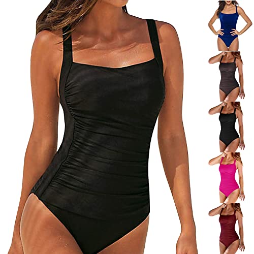 Badeanzug Damen, Bademode Damen Badeanzug Größe 40 Badeanzug Damen Große Oberweite Bauchweg Shaping Bademode Push Up Badeanzug Sexy V Ausschnitt Bauchweg Bademode Mit Gepolsterten (A02,XXL) von Generic