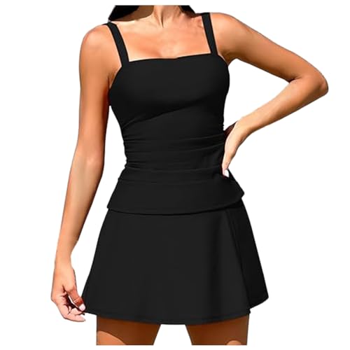Badeanzug Damen, Damen Einteiliger Badeanzug mit Rock Elegant Einfarbig Bademode Badekleid Baderock Gepolstert Bauchweg Badeanzugkleid Figurformender Tankini Große Größen Bademode Badeanzug Damen, Damen Einteiliger Badeanzug mit Rock Elegant Einfarbig Bademode Badekleid Baderock Gepolstert Bauchweg Badeanzugkleid Figurformender Tankini Große Größen Bademode von Generic