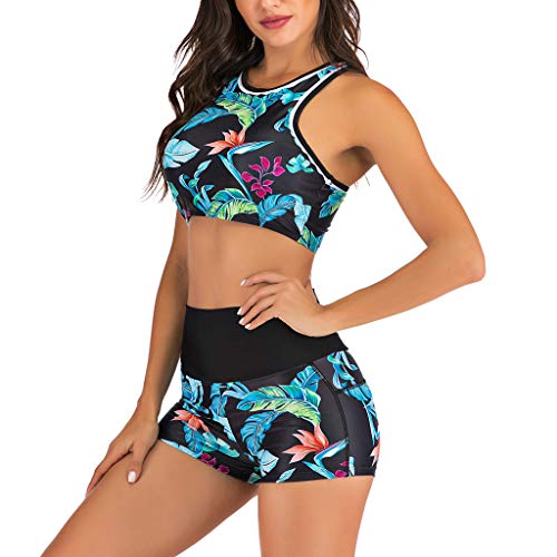 Badeanzug Damen,Bikini Damen Set Bauchweg Push Up Gepolstert Bademode mit Hotpants Sport Badeanzug Zweiteiliger Badeanzug Swimsuit Drucken Beachwear von Generic