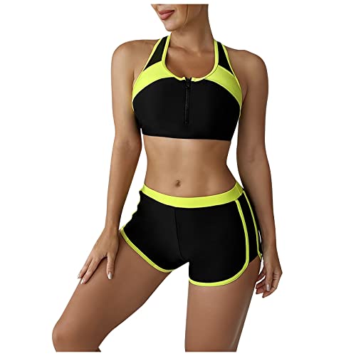 Badeanzug Damen,Bikini Damen Set Bauchweg Push Up Gepolstert Bademode mit Hotpants Sport Badeanzug Zweiteiliger Badeanzug Swimsuit Drucken Beachwear von Generic