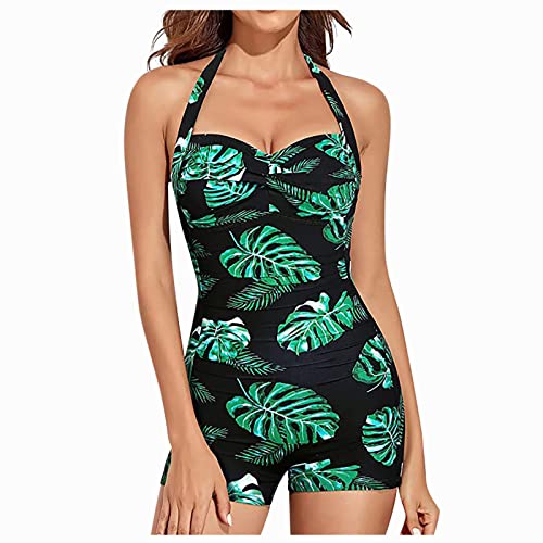 Badeanzug Damen Bauchweg, Badeanzug Damen Push Up, Push Up Bademode, Badeanzug Mit Shaping Effekt, Badeanzug Damen Bauchweg,Schwimmanzug,Badeanzüge Für Damen Bauchweg,D Stil-Green,L von Generic