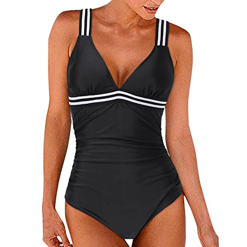 Badeanzug Damen Bauchweg, Badeanzug Damen Push Up, Push Up Damenbademode, Badeanzug Mit Shaping Effekt, Badeanzug Damen Bauchweg, Schwimmanzug (XXY1-Black, M) von Generic