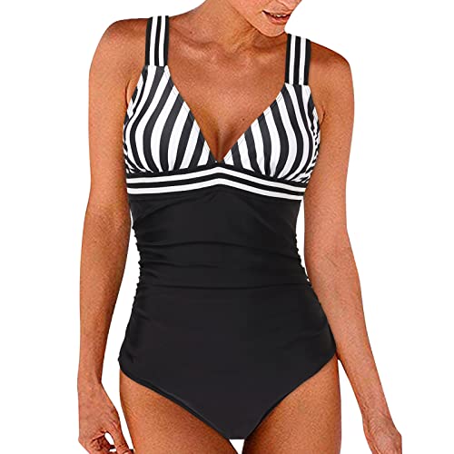 Badeanzug Damen Bauchweg, Badeanzug Damen Push Up, Push Up Damenbademode, Badeanzug Mit Shaping Effekt, Badeanzug Damen Bauchweg, Schwimmanzug (XXY1-White, XL) von Generic