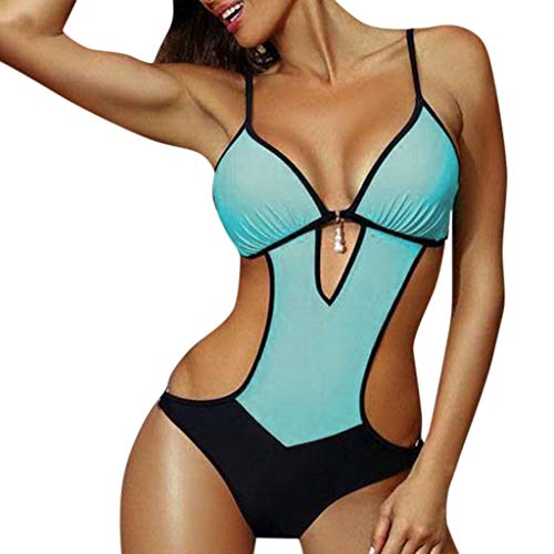 Badeanzug Damen Bauchweg High Waist Bademodes Neckholder Einteiler Badeanzüge Push Up Swimsuit Schwimmanzug Monokini Badeanzüge für Damen Bauchweg Mit Bügeln (YYA-Green, M) von Generic