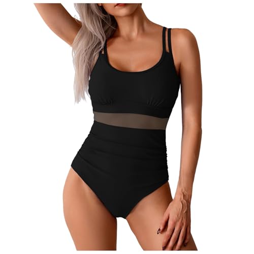 Badeanzug Damen Bauchweg Push Up Schwimmanzug mit Retro Schlankheits Raffung Einteilige bademode Swimsuits Badeanzüge Bauchweg Einteiliger Badeanzug Bademode V Ausschnitt Damen Badeanzug Bauchweg von Generic