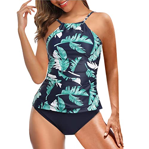 Badeanzug Damen Bauchweg Sexy: Damen Badeanzug Bauchweg, Push Up Bademode Tankini RüSchen Swimsuit Zweiteiliger Strandmode High Waist Wickel Strandbikini GroßE GrößEn Tankinis Sport Bikini MäDchen von Generic