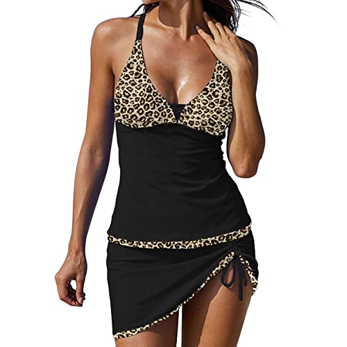 Badeanzug Damen Push up Bikini Set Große Oberweite Zweiteiliger Badeanzüge mit Rock 2-teilige Badebekleidung Bedrucktes Badeanzüge für Frauen Tankini Damen Push up von Generic