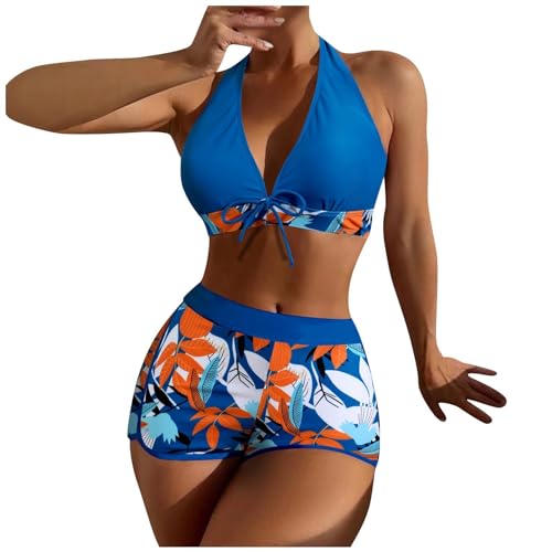 Badeanzug Damen Sport Bikini Frauen Bauchweg Tankini-Set Badeanzug Zweiteiler Bademode Blumenmuster Badeanzüge Abnehmbar Damen-Set Triangel TräGer von Generic