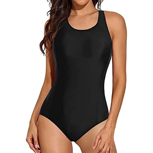 Badeanzug Damen Sport Einteiliger Badeanzug Schwarz Push up Bademode Schwimmanzug Bauchweg Figurformenden Effekten Rückenfrei Bademode Slim Monokini Swimsuit Badeanzüge Sommer von Generic