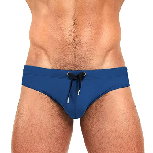 Badehose Herren Badeslip Kurz Eng Badehosen Männer Slip Jungen Schwimmhose Badeshorts Bunter Slips Tunnelzug Men's Shading Swim Briefs Sommer Brief Swim Short Marine M von Generic