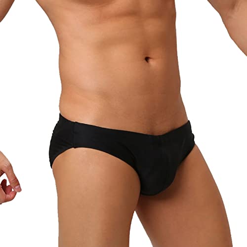 Badehose Herren Badeslip Kurz Eng Sexy Badehosen Männer Slip Jungen Schwimmhose Bunter Badeshorts Short Tunnelzug Men's Shading Swim Briefs Schnelltrockend Swimming Trunks Schwarz M von Generic