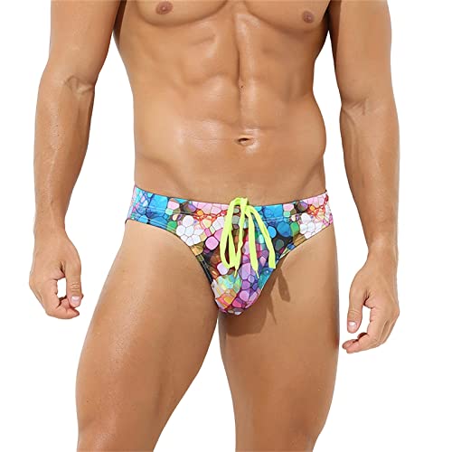 Badehose Herren Badeslip Kurz Eng Sexy Slip Männer Badehosen Jungen Schwimmhose Badeshorts Bunter Short Tunnelzug Lustig Schnelltrockend Swimming Trunks Weiß XL von Generic