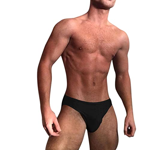 Badehose Herren Badeslip Kurz Eng Sexy Slip Männer Badehosen Schwimmhose Jungen Bunter Badeshorts Short Tunnelzug Men's Shading Swim Briefs Schnelltrockend Swimming Trunks Schwarz 4XL von Generic