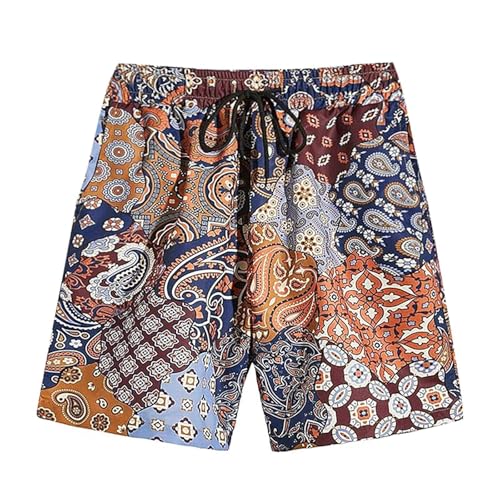 Badehose Herren Blau Badeshorts Herren Kurz Bademode Schwimmhose Badehosen Boardshorts Bade Hose Braun Boho Cashew Kordelzug Farbblock Schwimmshorts Badeshort von Generic