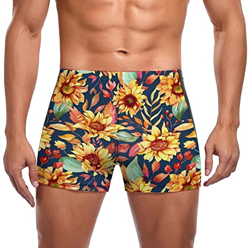 Badehose Herren Eng Kurz Badeshorts mit Tunnelzug Männer Badehosen Hawaii Schwimmhose Sommer Sexy Kurze Hose Schnelltrocknend Boardshorts Boxer Badepants Bikini Beach Soft Shorts Gelb XL von Generic