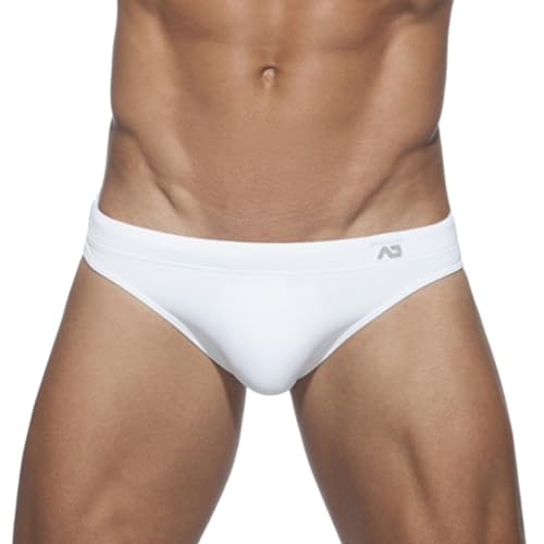 Badehose Herren Eng Kurz Badeslip Schwimmhose Schnell Trocknend mit Abnehmbar Pad Wassersport Classic Swimming Swim Briefs für Strand Pool Weiß XL von Generic