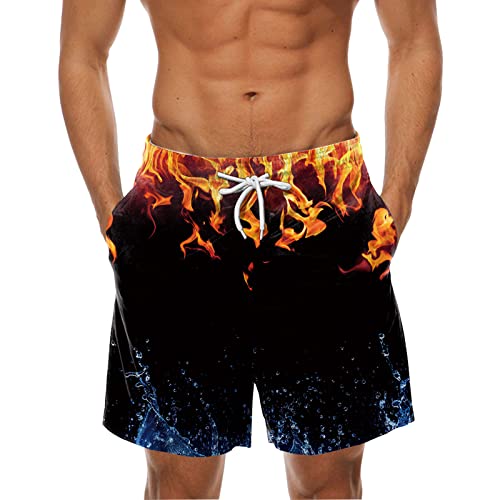 Badehose Herren Kurz Badeshorts Männer 3D Druck Badeshorts Jungen Schwimmhose Boardshorts Schnelltrocknend Sommer Kurze Hose Boxer Badepants für Beach Hotspring Surfen Schwarz L von Generic