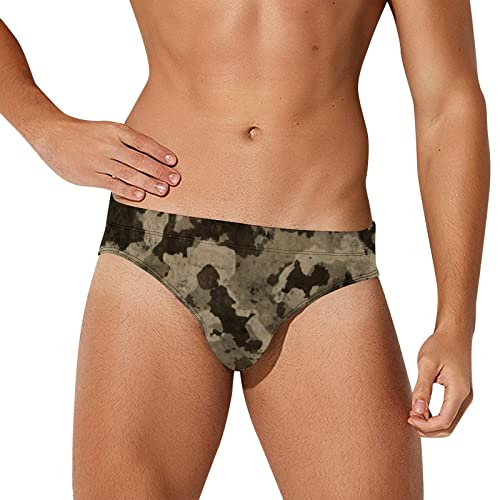 Badehose Herren Kurz Badeslip Camo Eng Slip Männer Badehosen Jungen Schwimmhose Bunter Badeshorts Slips Tunnelzug Men's Shading Swim Briefs Sommer Brief Swim Short Dunkelgrau XXL von Generic