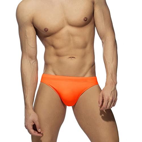 Badehose Herren Kurz Badeslip Eng Sexy Badehosen Männer Slip Jungen Schwimmhose Bunter Badeshorts Short Tunnelzug Men's Shading Swim Briefs Schnelltrockend Swimming Trunks Orange XXL von Generic