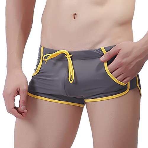 Badehose Herren Kurz Eng Herren Badeshorts Badehosen Männer Sommer Schwimmhose Sexy Kurze Hose Schutz Jungen Schwimmwear Swim Trunks Bikini Beach Soft Shorts Grey M von Generic