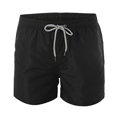 Badehose Herren Quick Dry Plus Size Badeshorts mit Netzfutter Solid Boardshorts mit Tasche Sommer Bademode Badeanzüge Badehose, Schwarz , S 7-9 von Generic