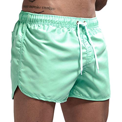 Badehose für Herren, schnell trocknend, mit Tasche, einfarbig, Boardshorts, Badeanzüge für Herren, Strandshorts, Bademode, Herren-Badehose, Z30210a-mintgrün, M von Generic