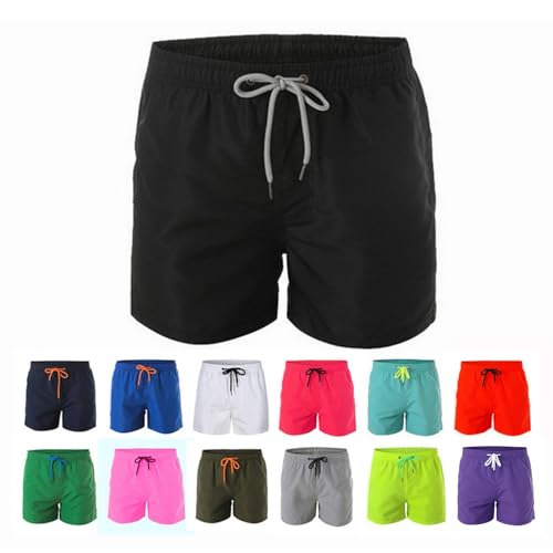 Badehose für Herren mit Reißverschlusstasche Atmungsaktiv Wasserabweisend Badeshorts Männer Trainingsshorts Elastisch Verstellbar Mit Tunnelzug Meshfutter Tasche von Generic