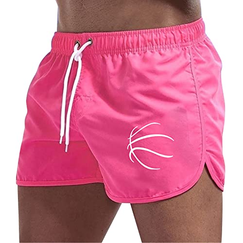 Badehosen für Herren Badeshorts Herren Shorts Boardshorts Schwimmhose Trainingshose Kordelzug Shorts Freizeit Kurze Männer Schwimmhose Sporthose kurz Sports Running Swim Shorts (y1-Pink, L) von Generic