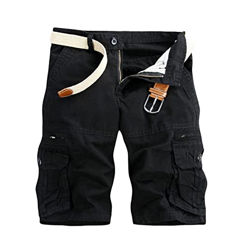 Badehosen für Herren Cargohose Herren Kurze Hose Einfarbig Latzhose Sommer Cargo Hosen Knielange Shorts Locker Sommerhose Leichte Jogginghose Große Größen Sporthose Bequem Stoffhose Taschen von Generic