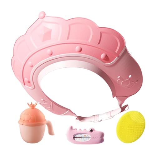 Badekappe, Badekappe, Badekappen-Visier mit Wassertemperaturanzeige und Shampoo-Becher, Shampoo-Kappe mit Shampoobürste, schützt Ohren und Augen von Generic