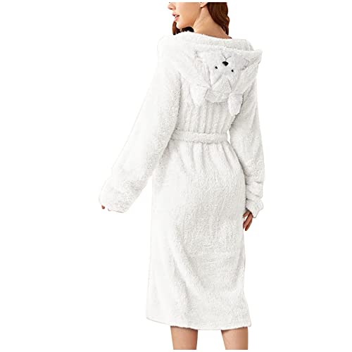 Bademantel Damen Flauschig Mit Kapuze Katze Gesicht und Ohren 3D Tier Gewand Morgenmantel Damen Kuschelig Hausmantel Flannel Pajamas Fleece Nightgown Bathrobe Causal von Generic