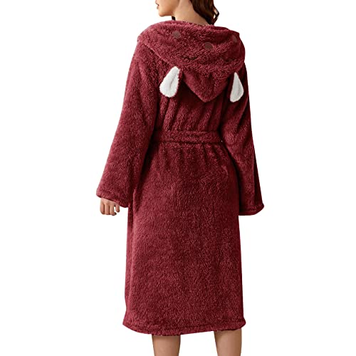 Bademantel Damen Flauschig Mit Kapuze Katze Gesicht und Ohren 3D Tier Gewand Morgenmantel Damen Kuschelig Hausmantel Flannel Pajamas Fleece Nightgown Bathrobe Causal von Generic