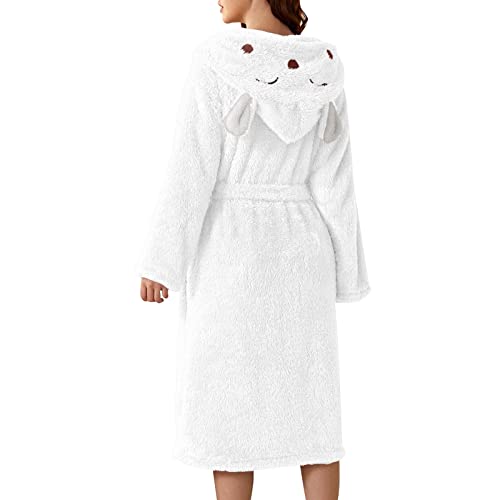 Bademantel Damen Flauschig Mit Kapuze Katze Gesicht und Ohren 3D Tier Gewand Morgenmantel Damen Kuschelig Hausmantel Flannel Pajamas Fleece Nightgown Bathrobe Causal von Generic