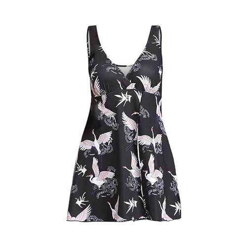 Bademode Damen Badekleid Schwimmbadeanzug Damen Plus Size Badeanzüge Tankini Sets Mit Shorts Bikini Set Bademode Gepolsterter Bikini Mit Bügel Tankini (Black XXXL) von Generic